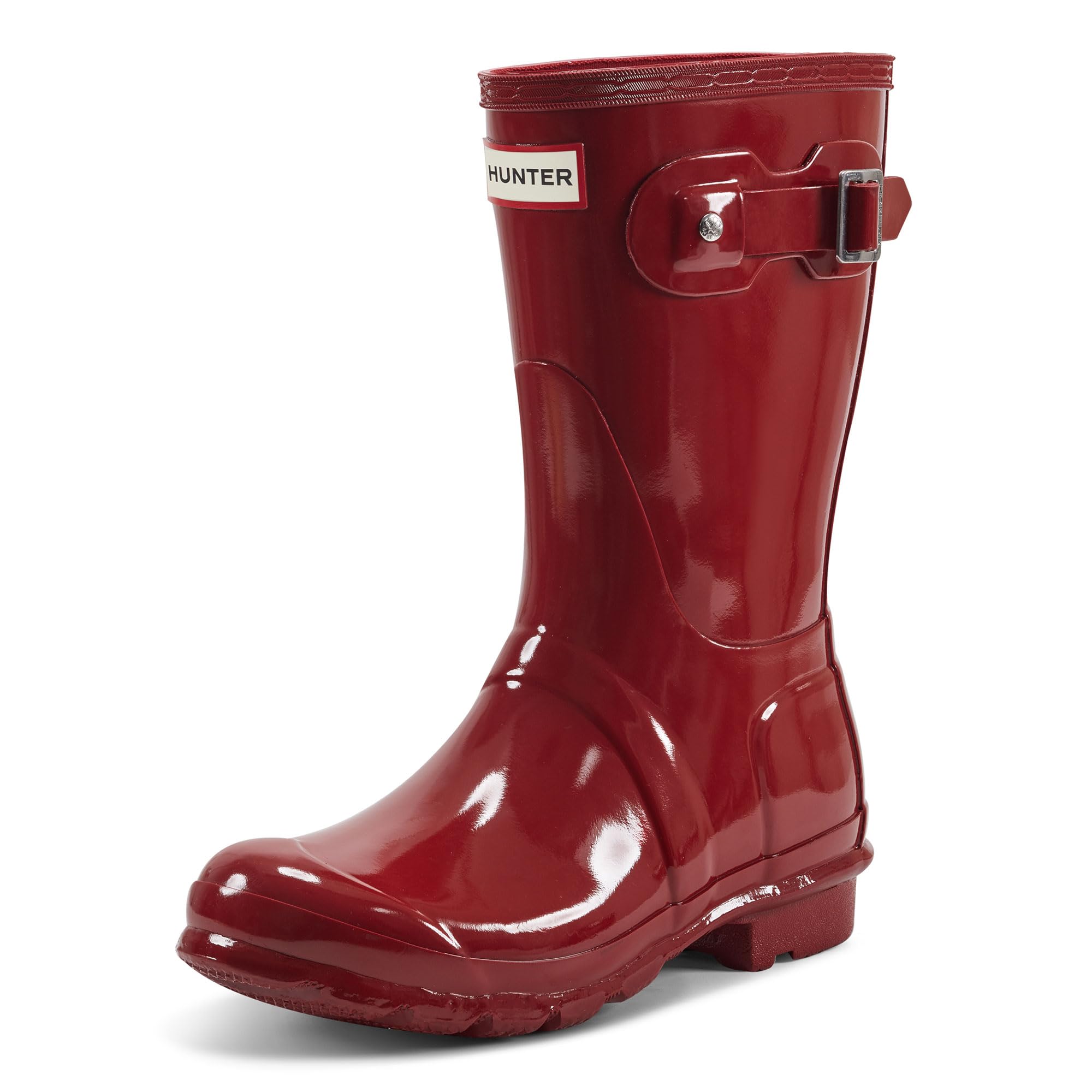Hunter Women's Original Short Gloss Military Red Rain Boots - 10 B(M) US Image