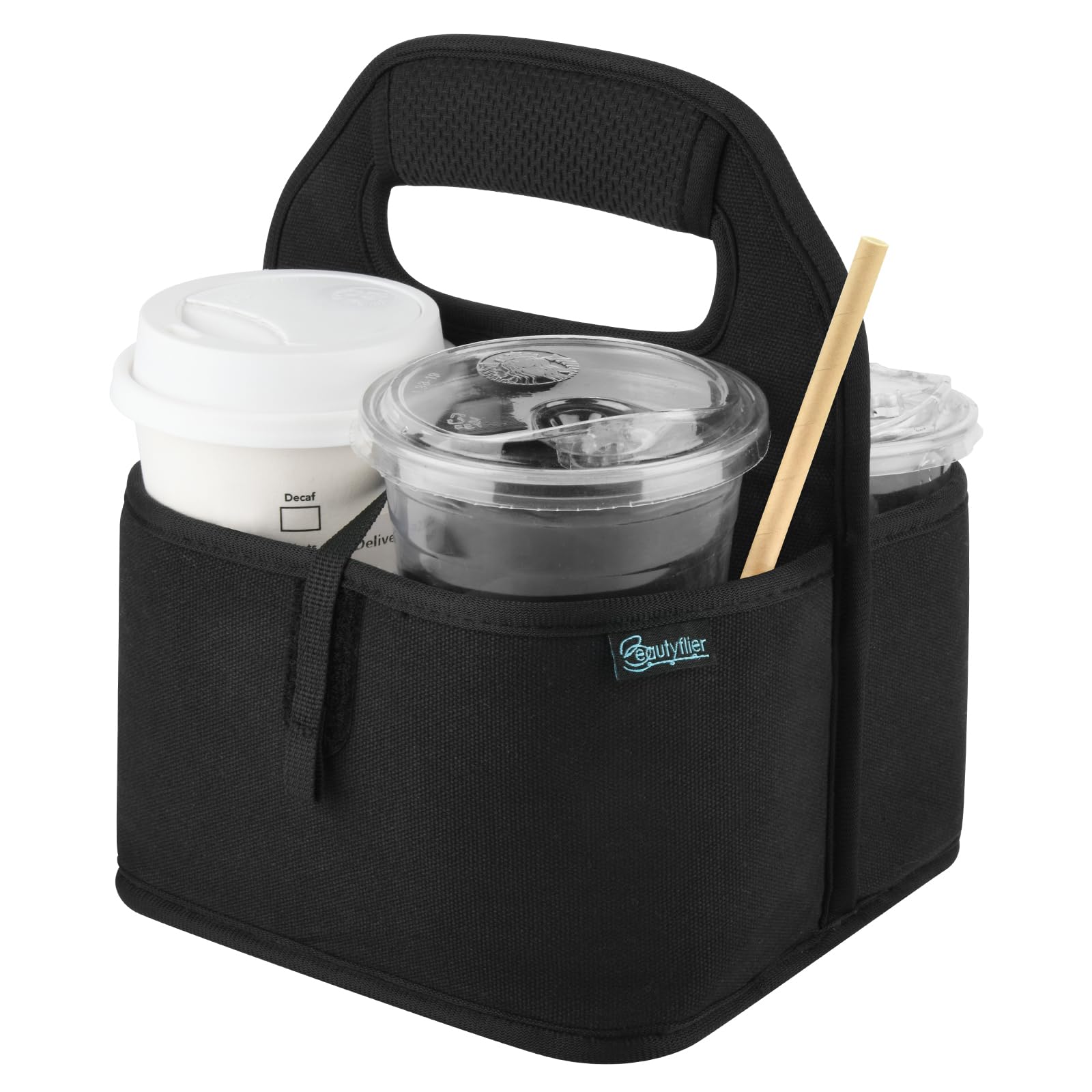 Photo 1 of Beautyflier Reusable Insulated Coffee Cup Carrier, Portable Drink Holder with Handle Organizer Tote Bag for Hot & Cold Drinks