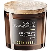 Vanilla Sandalwood Scented Candle, 8.3 oz Natural Candles Non Toxic with Wood Lids, 2 Wick Sented Candle for Home Scented, Gifts for Men&Women,Long-Lasting for Gifting | for Bedroom,Relaxing SPA