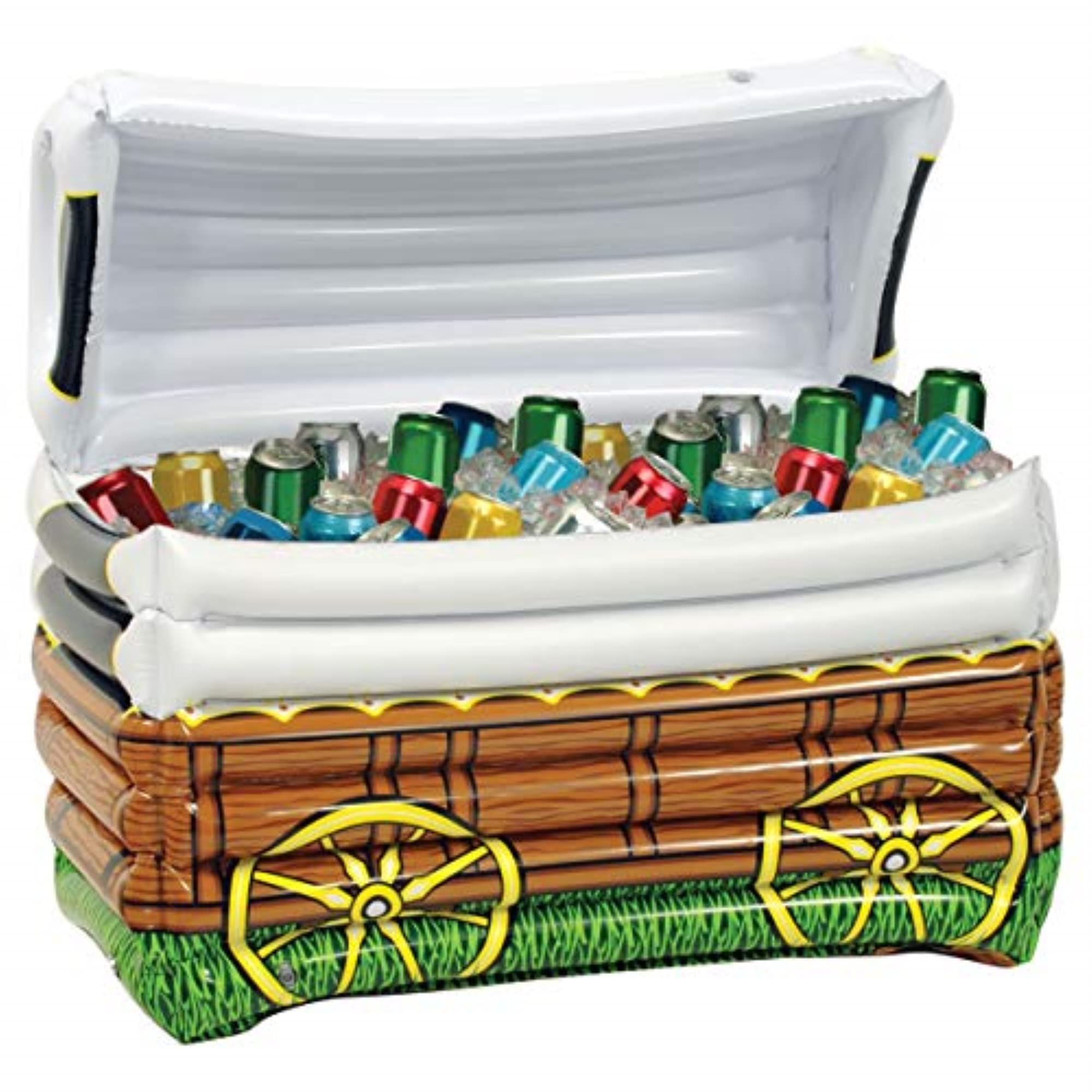 Beistle 57052 17" x 24" Inflatable Chuck Wagon Cooler Beverage Holder for Western Theme Parties Wild West Decorations, Holds Approx. 48 12-Ounce Cans, Cardboard, Multicolor