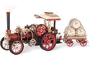 Wowood 3D Wooden Puzzles for Adults, Steam Locomotive Model Cars Kits for Adults, 3D Wood Puzzle Adult, Valentines Day Gift Model Building Kits, Train/Hobbies/Crafts for Adults Kids
