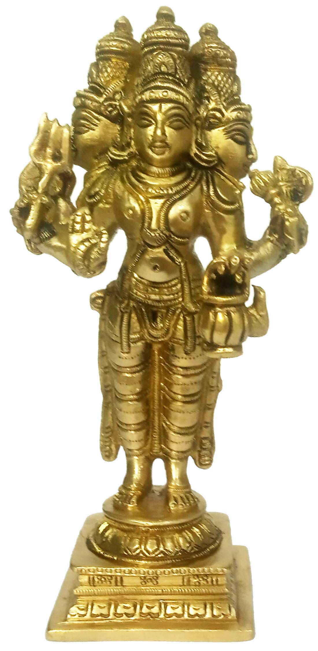 Purpledip Brass Idol Brahma Vishnu Shiva: Rare Collectible Trimurti Statue, The Trinity Of Hindu Gods (12213)