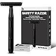 Matte Black Safety Razor for Men and Women, Single Blade Razors for Men, Metal Razors for Women, with 10 Double Edge Safety Razor Blades, Open Comb Razor Head for Long Thick Body Hair, Zero Waste