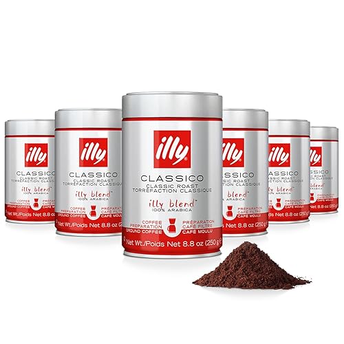 Illy Caffe Coffee - Ground Coffee - Medium Roast for Drip Coffeemakers - 8.8 oz - Case of 6