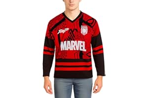 Marvel Mens Hockey Jersey - Spider-Man Punisher and Mickey Mouse Classic Long Sleeve Mesh Graphic Hockey Jerseys for Men