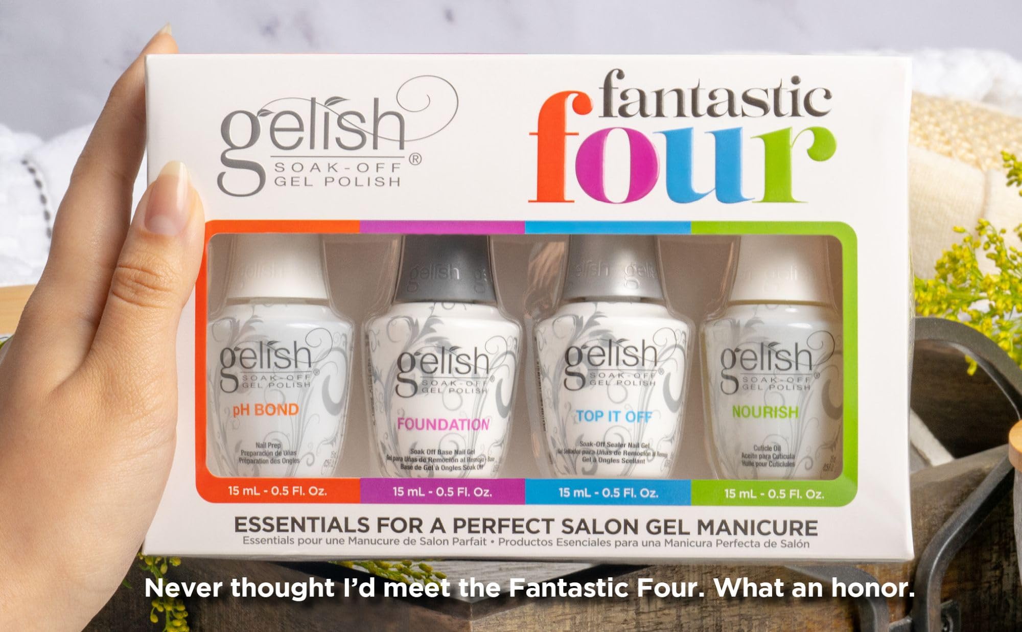 Gelish Essential Fantastic Four Kit – pH Bond Nail Prep, Foundation Base Gel, Top It Off Sealer Gel & Nourish Cuticle Oil – Professional Manicure Essentials for Long-Lasting, Chip-Free Shine. - Image 5