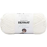 Bernat Softee Cotton Yarn for Crocheting Soft, Cotton | #3 DK Light Yarn, 60% Cotton 40% Acrylic, Soft Crochet Yarn for Garments, Knitting &amp; Crafts, 254yds, 120g/4.2oz, 1 Pack