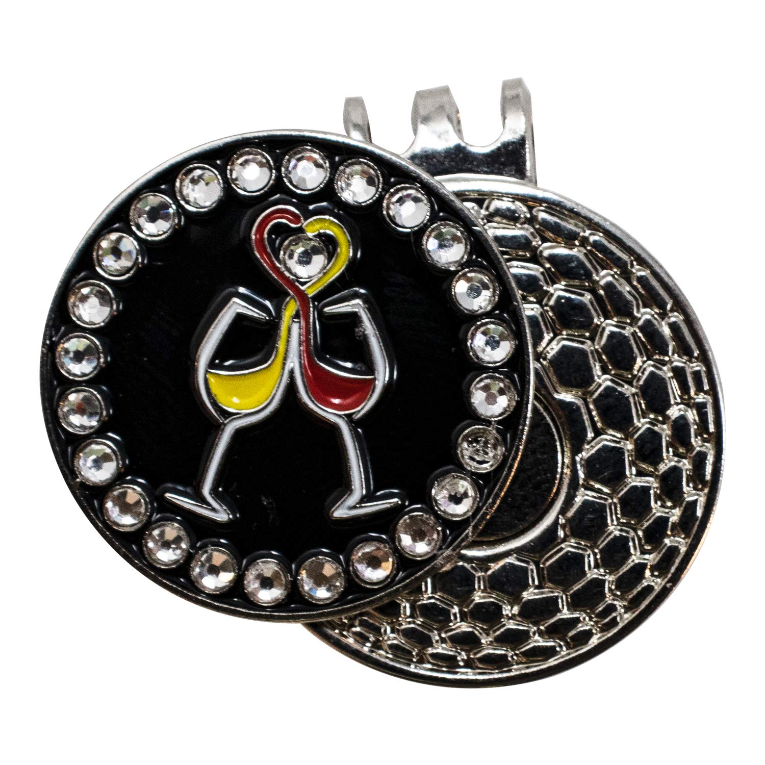 DA VINCI Magnetic Golf Hat Clip with 1 Inch Bling Metal Golf Ball Marker (Wine Love)