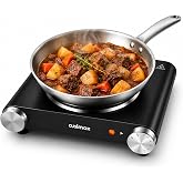 Cusimax Hot Plate Electric Burner Single Burner Cast Iron hot plates for cooking Portable Burner 1500W with Adjustable Temperature Control Stainless Steel Non-Slip Rubber Feet, Upgraded Version