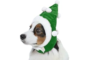FUAMEY Green Dog Christmas Hat Medium, Adjustable Design, Comfort Fit, Thermal Lining, Holiday Party, Xmas Accessory