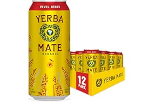 GUAYAKI Yerba Madre Organic Yerba Mate, Energy Drink Alternative, Revel Berry, 150mg Natural Plant Based Caffeine, Better for You Energy & Focus, No Jitters or Crash, 15.5 Oz (Pack of 12) (Packaging May Vary)