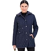 Jones NY Mid-Length Womens Quilted Jacket with Pockets - Winter Coats for Women, Black