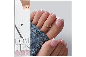 BTArtboxnails XCOATTIPS Toe Nail Tips - Lamp-Curable Real Square Pink Press On Toenails for Women, 150 Soak Off French Tip Toe Nail Extensions in 15 Sizes, Builder Gel & Top Coat Required