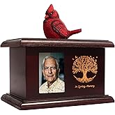 Contid Wooden urn with Photo Frame,Cardinal Small Tree of Life urn,Small urns for Human Ashes Keepsake for Human Ashes Adult Male Female dad mom Memorial Frames Cremation Urns