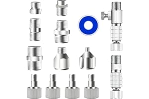 HUBEST 14pcs Multi-Size Airbrush Adapter Set, Quick Release Disconnect Couplers, Fitting Connector Kit for Air Compressor and