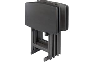 WINSOME Dorian Oversized Snack Table Set, Oyster Gray (Brown Base) (replace color may vary)., 23.62 x 15.75 x 25.51, 5pc