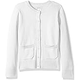 Amazon Essentials Girls and Toddlers' Uniform Slim Fit Crewneck Cardigan Sweater