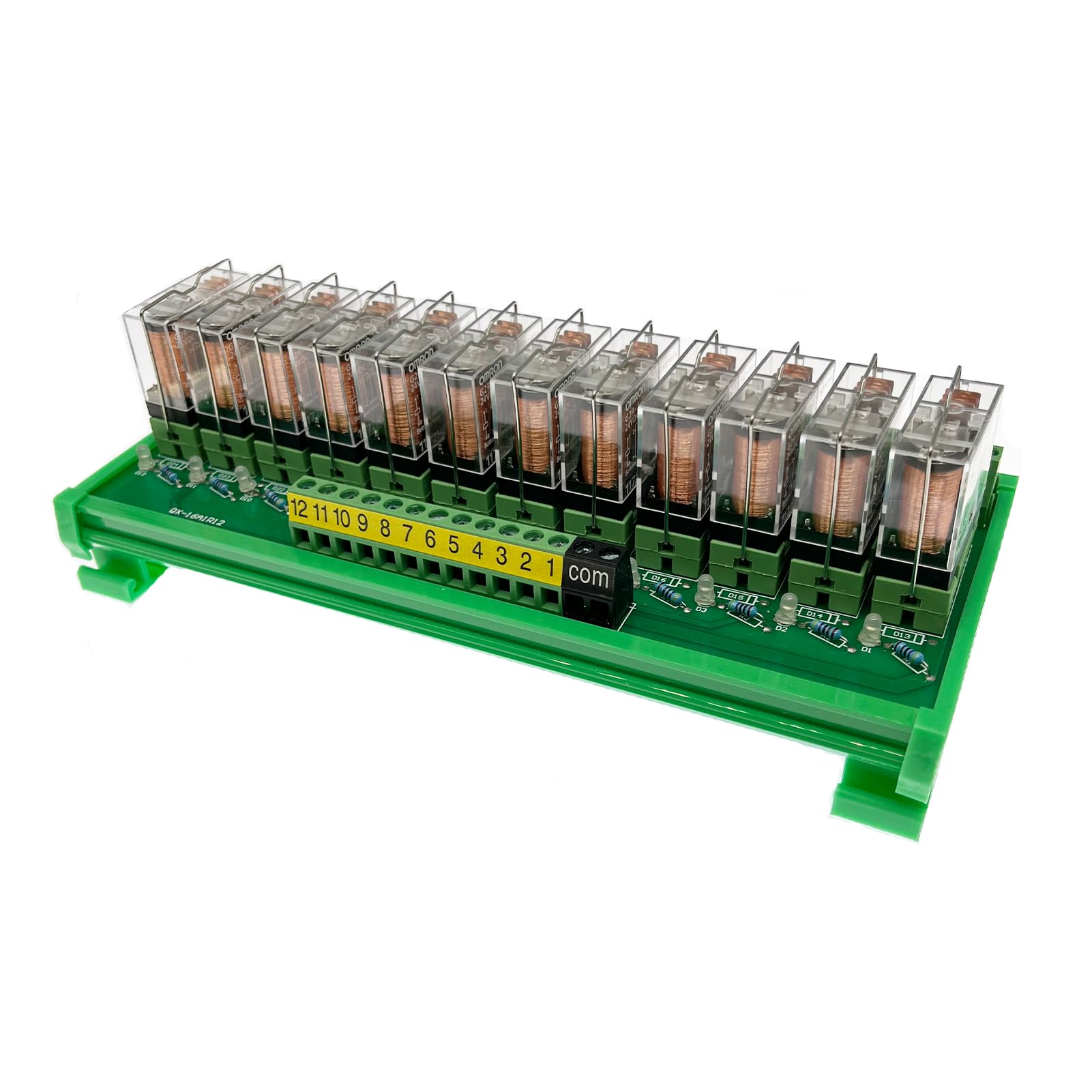 Photo 1 of ANMBEST 12 Channel AC/DC 24V Rail Mount Relay Interface Module PNP NPN SPDT 16A Pluggable Power Relay, G2R-1-E