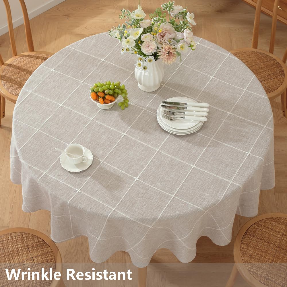 Condition photo showing New/Like New for trudelve round tablecloth 60 inch fabric farmhouse cloth tablecloths circle outdoor picnic table clo