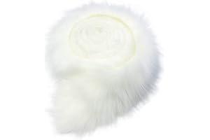 Furryvalley Faux Fur Trim Raccon Fox Fur Ribbon Craft Furry Stripe for Slippers Slides Fringe 2 Yards (White)
