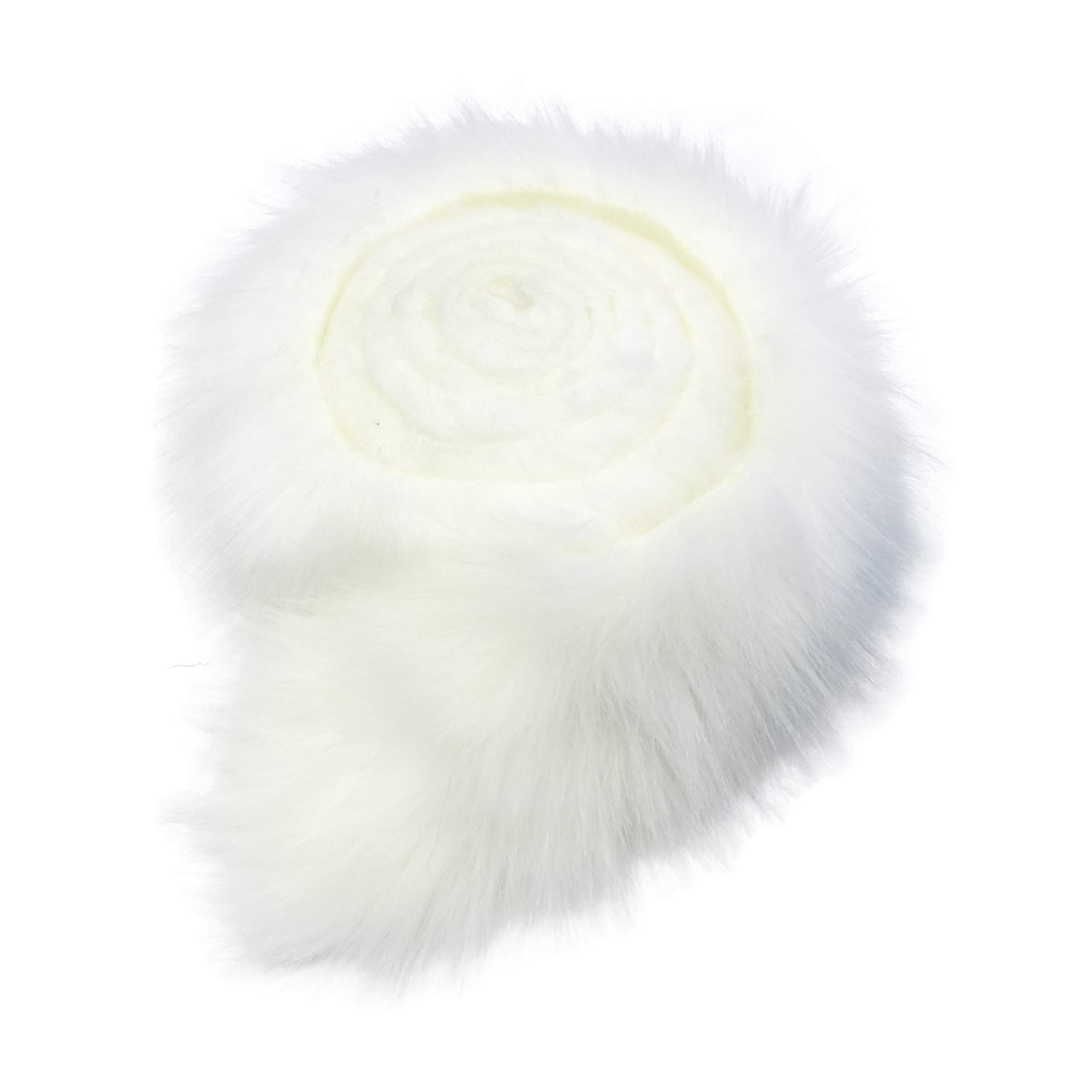 Furryvalley Faux Fur Trim Raccon Fox Fur Ribbon Craft Furry Stripe for Slippers Slides Fringe 2 Yards (White)