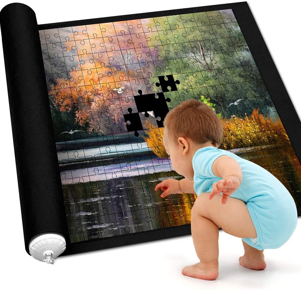 BACIVIC Puzzle Roll Mat Puzzle Storage Puzzle Saver, Store Jigsaw Puzzles Up to 1,500 Pieces with Drawstring Storage Bag