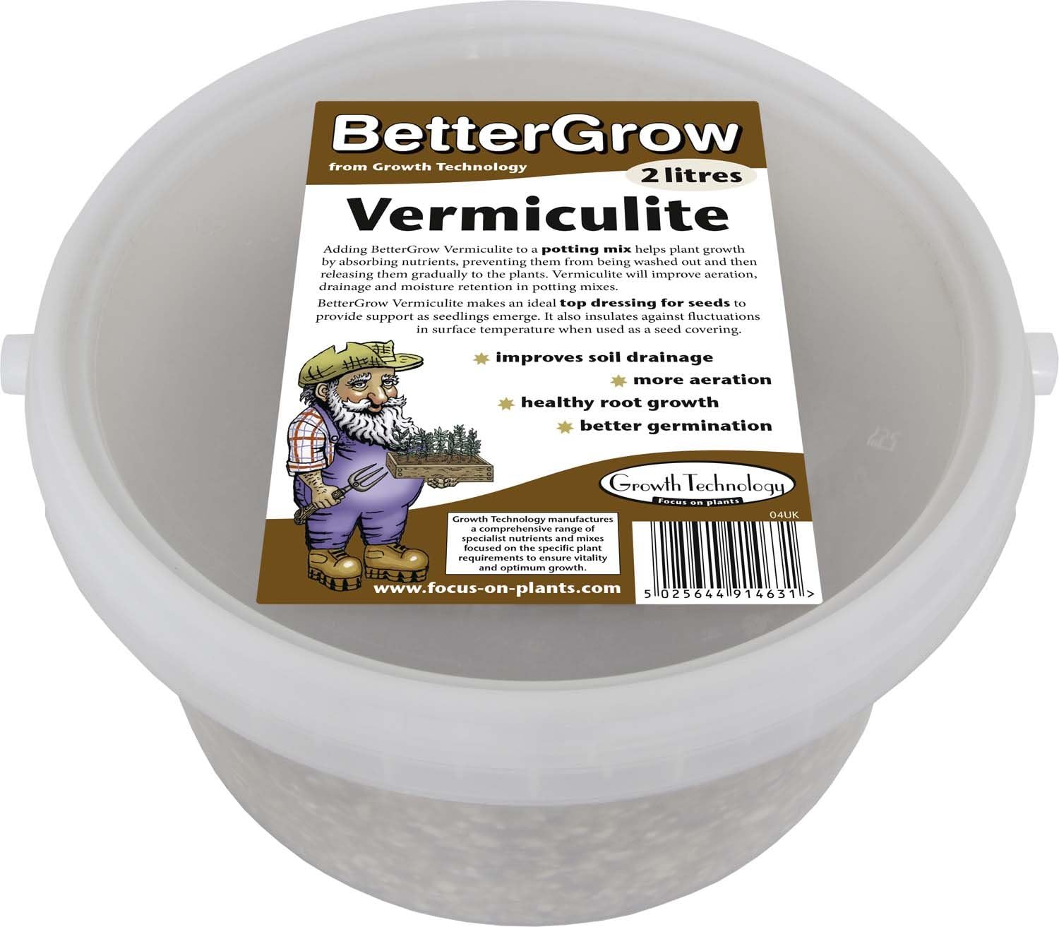 BetterGrow Vermiculite Tub 2 Litre
