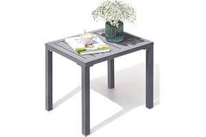 Crestlive Products Outdoor Side Table,Aluminum Rectangular Side/End Table, Small Patio Coffee Bistro Table for Outdoor Indoor