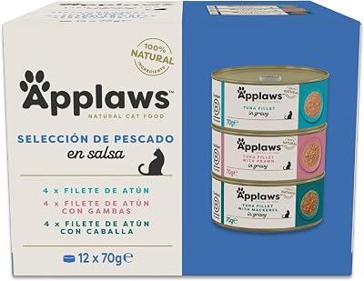 100% Comida Húmida Natural para Gatos Adultos, seleção de Peixe em Molho Multipack, 12 × latas de 70 g