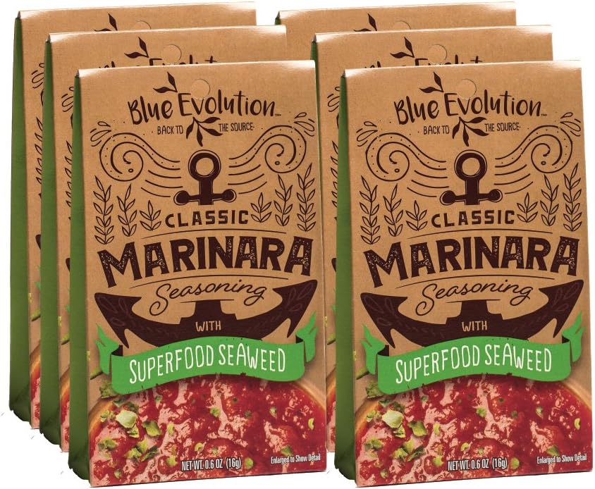 Classic Marinara Seasoning with Superfood Seaweed, Gourmet Pasta Sauce Flavor Packet, 0.6oz (6 Packets)