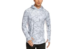 COOrun Men's Hooded Sun Shirts with Mask Fishing Shirts for Men Long Sleeve UPF 50 Rash Guards Cooling Hoodies Hiking Shirts