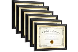 Venusmiles 8.5 x 11 Diploma Certificate Frame with Gold Rim, Degree Document Picture Frame for Wall and Tabletop Display - Award Graduation, Black, 6 Pack
