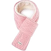 Doyesiee Kids Scarf for Girls Boys, Winter Long Fleece Lining Scarves Knitted Cross Tie Neck Warmer for Cold Weather