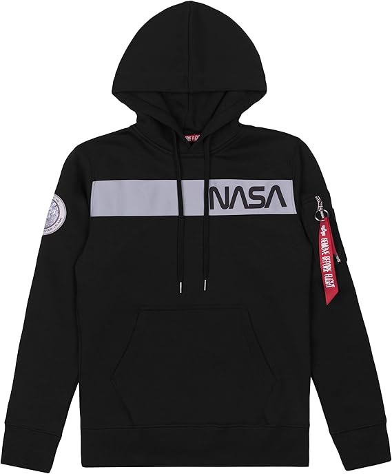 ALPHA INDUSTRIES Men's NASA Pullover Hoodie, Black: Amazon.co.uk: Clothing