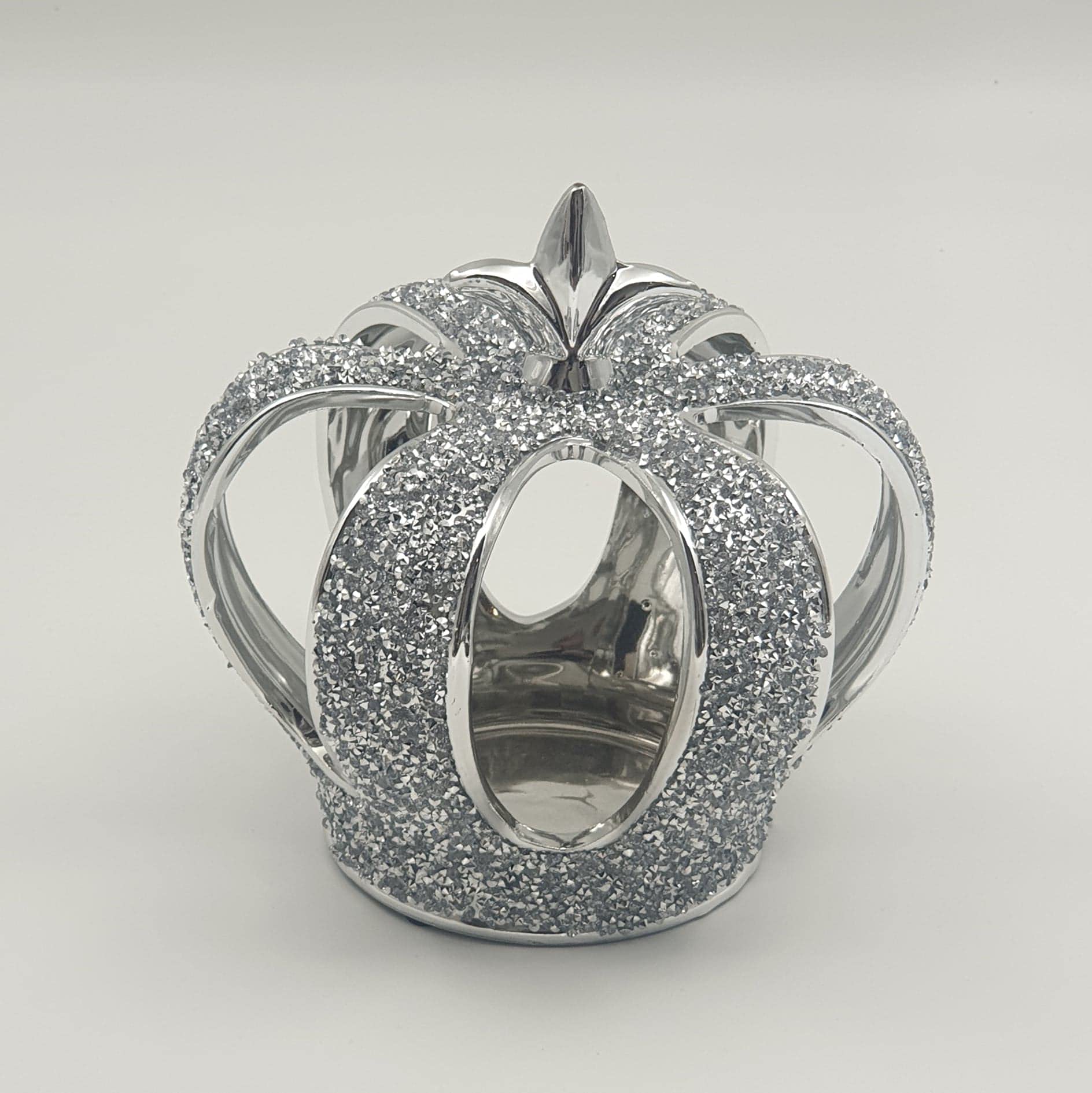 CRYSTAL CROWN Crushed Diamond Silver Bulldog Ornament - Elegant Ceramic Dog Lover Sign For Whimsical Décor - Ideal Desk, Shelf, Home Wall, And Office Accent - Unique Gift For Dog Lovers