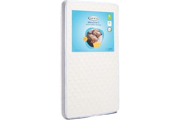 Graco Ultra 2-in-1 Premium Dual Sided Crib & Toddler Mattress - GREENGUARD Gold, CertiPUR-US Certified Foam, Machine Washable