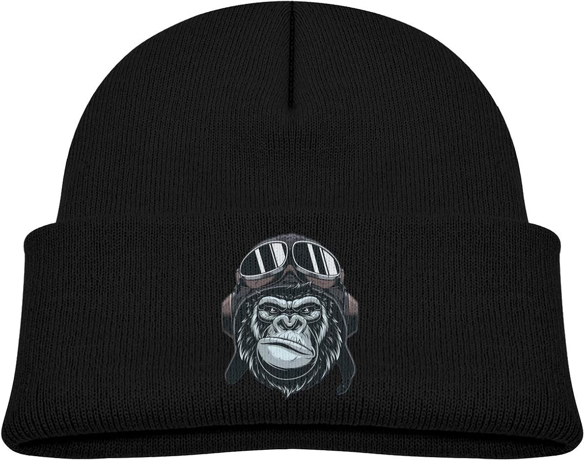 XKAWPC Head Gorilla in Cap Pilot Kids Knitted Hat Winter Skull Beanies