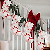 Floraltop 4 Pcs Red Bow Christmas Stockings 18 inch Velvet Xmas Stockings Decor Large Hanging Girls Socks for Pink Coquette Christmas Tree Bow Hanging Ornaments Fireplace Decorations