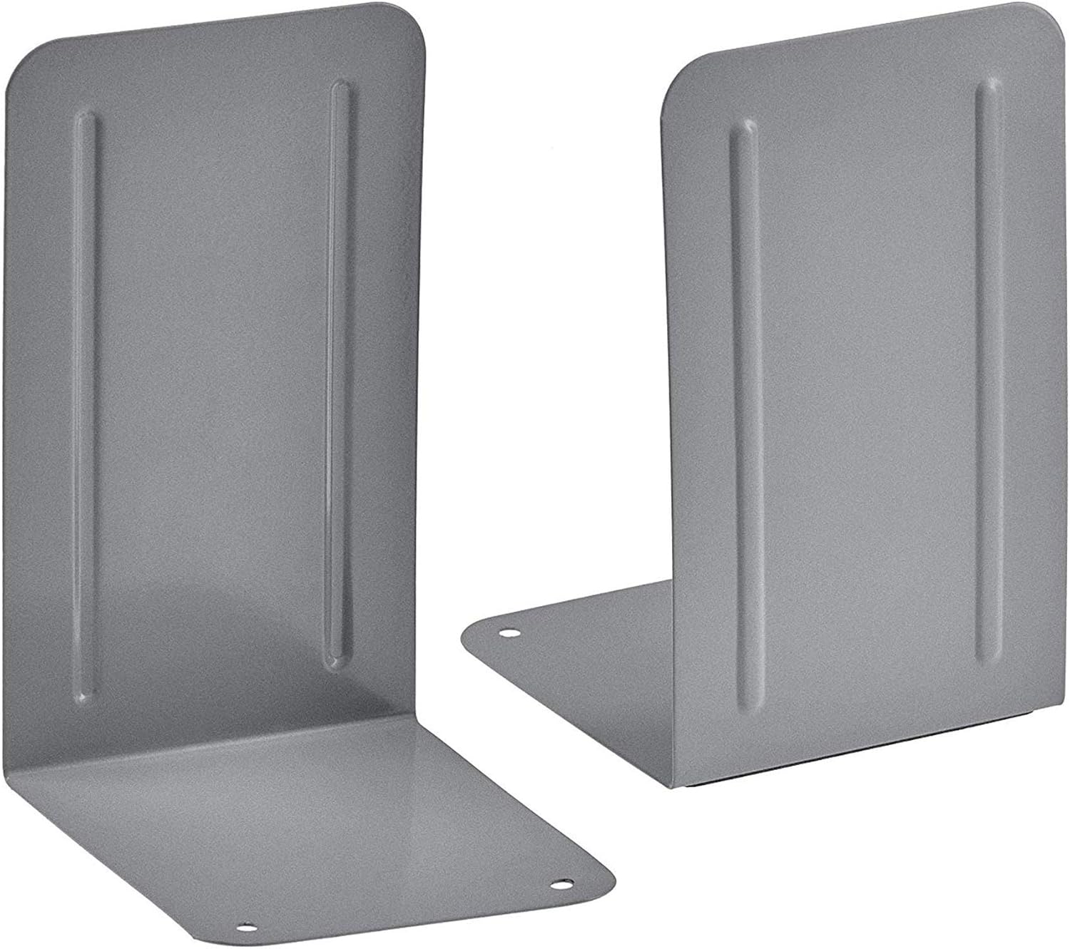 Acrimet Premium Metal Bookends (Heavy Duty) (Silver Color) (1 Pair