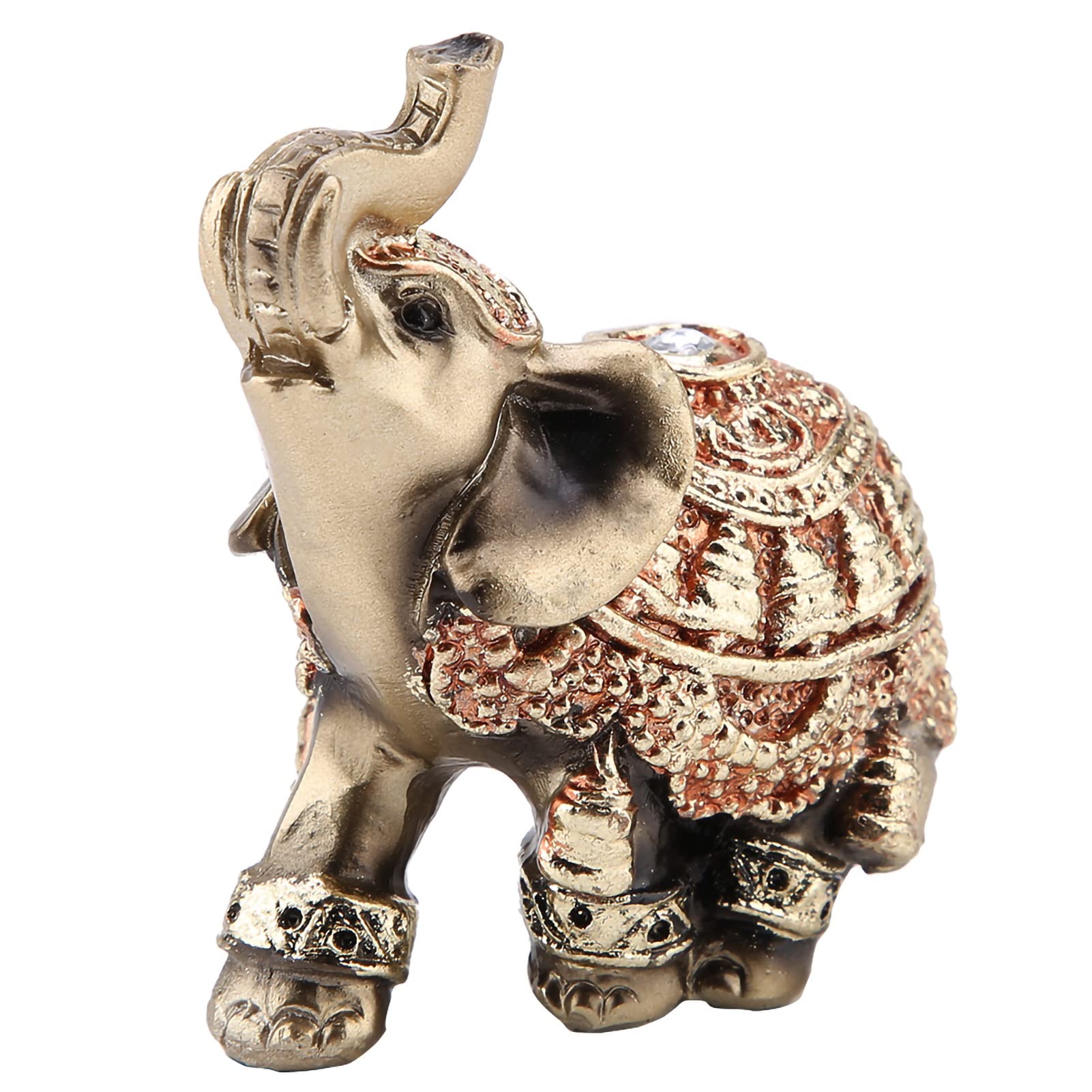 Feng Shui Elephant Statue 8.5x4.5x9cm Golden Collectible Wealth Lucky Elephant Figurine Perfect for Home Office Decoration Gift(Small)