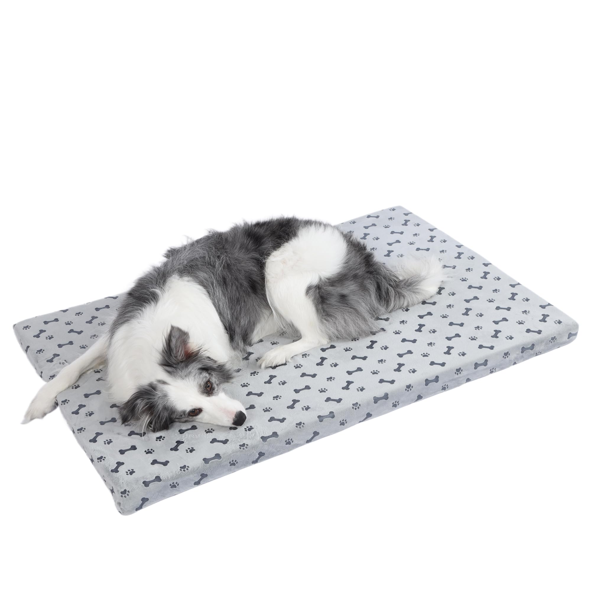 Fancy Dog Bed Mat Cute Dog Crate Pad, Reversible & Machine Washable, Small to XXX-Large Dogs,Bones, Cat Claws (Grey, X-Large(42x28in))