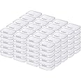 LJY 100 Pieces Rectangular Empty Mini Clear Plastic Organizer Storage Box Containers with Hinged Lids (2.2 x 1.6 x 0.8 inch, Transparent)
