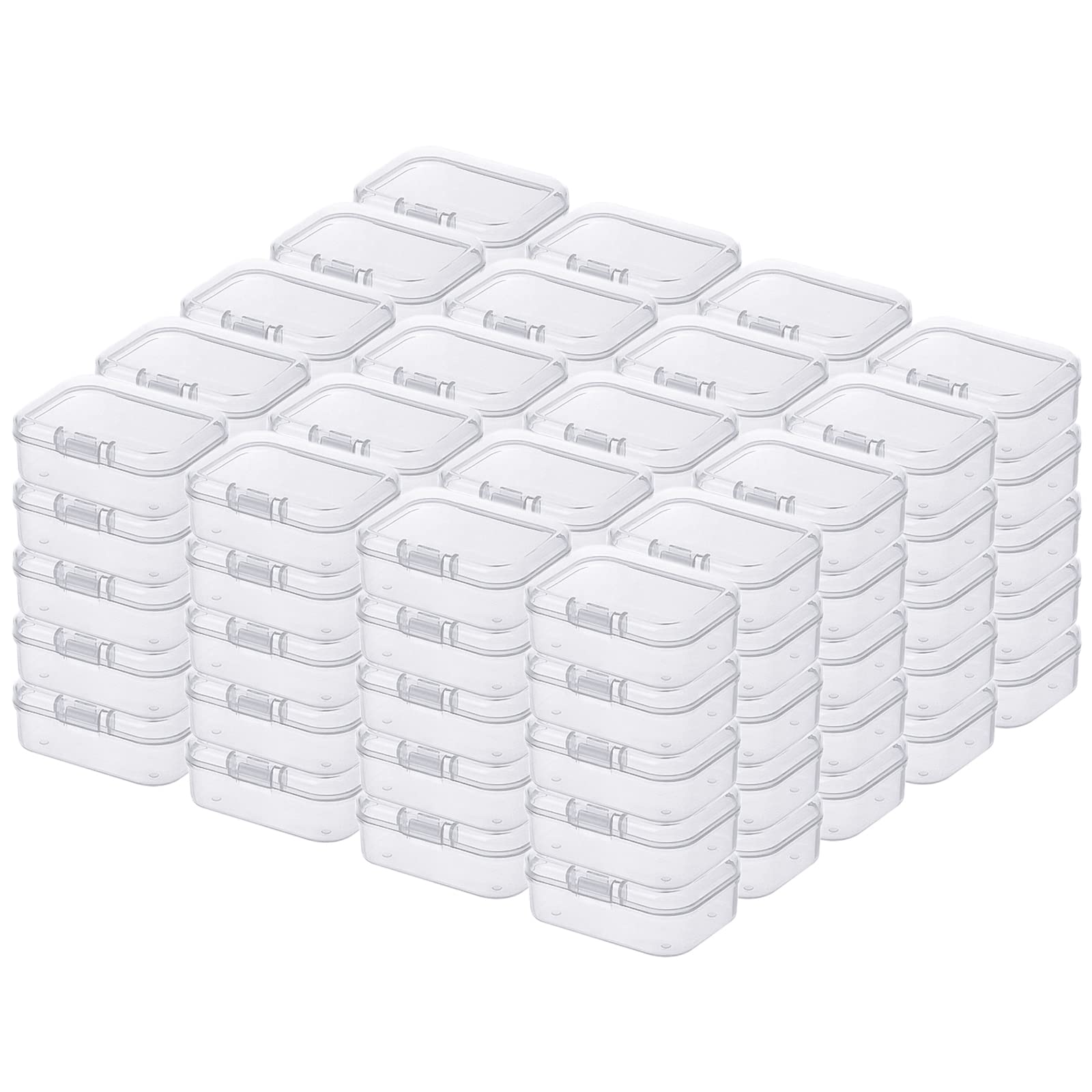 LJY 100 Pack Plastic Storage Boxes with Lids 5.5 x 4 x 2 cm – Mini Rectangular Containers for Diamond Art Accessories, Beads, DIY Crafts and Hardware, Stackable Organiser Box Set