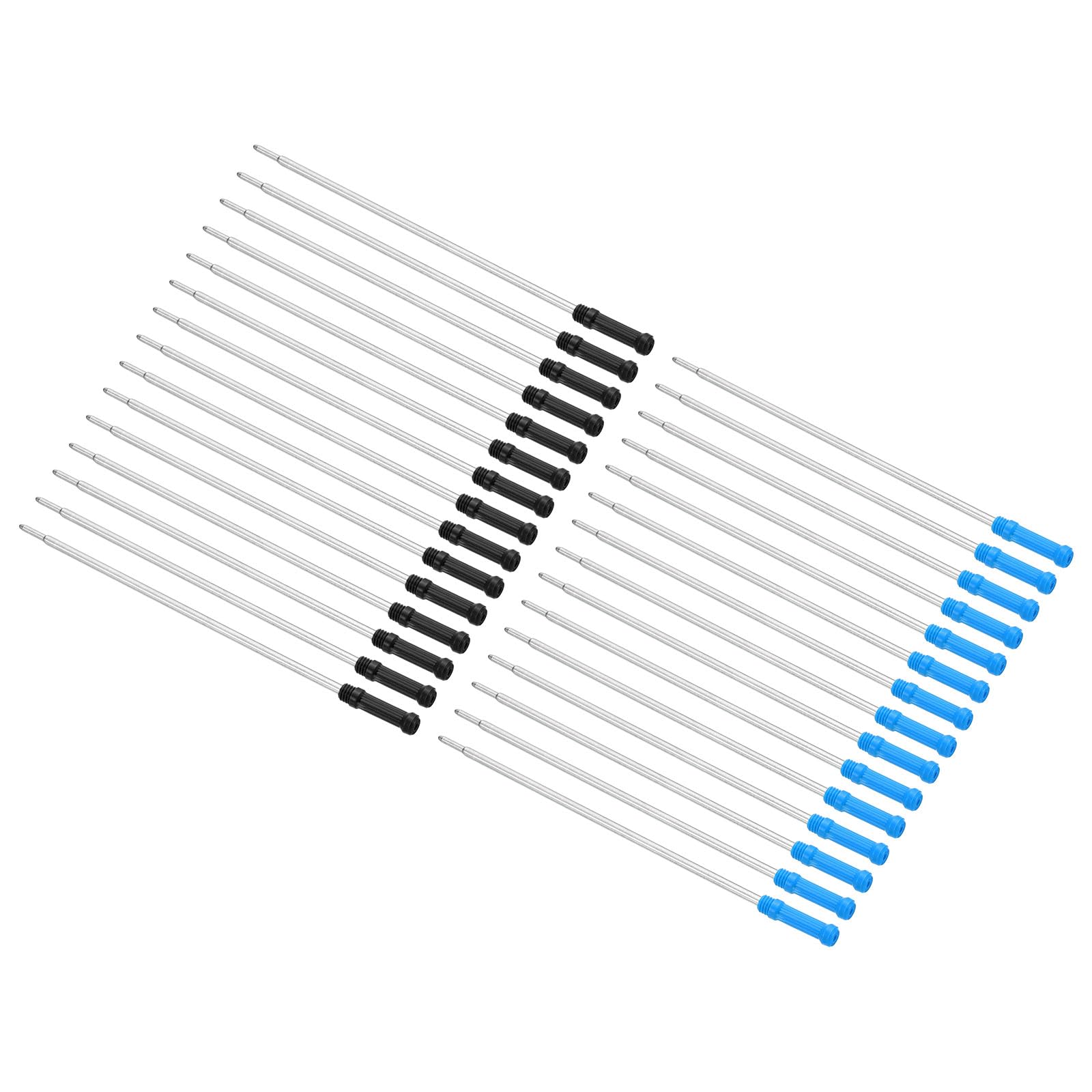 PATIKIL 1mm Pen Ink Refills, 30 Pcs Ballpoint Refill Medium Point Metal Compatible Replaceable Replacement for Pen Writing Office, Black, Blue Ink