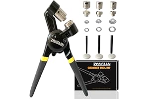 ZONGLAN Grommet Tool Kit, Eyelet Tool Multi-Purpose Handheld Manual Hole Punch Rivet Press Plier Crimper 3 Interchangeable Dies with 900 Set 7/32" 5/16" 3/8" Metal Grommets Washers