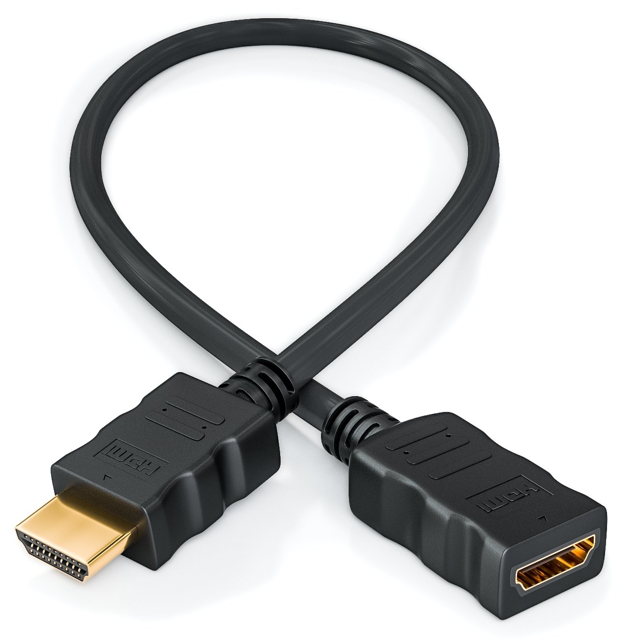 DeleyCON HDMI Extension Cable High Speed with Ethernet - [0.5m] - 3D Ready - Audio Feedback Channel [0.5 m]