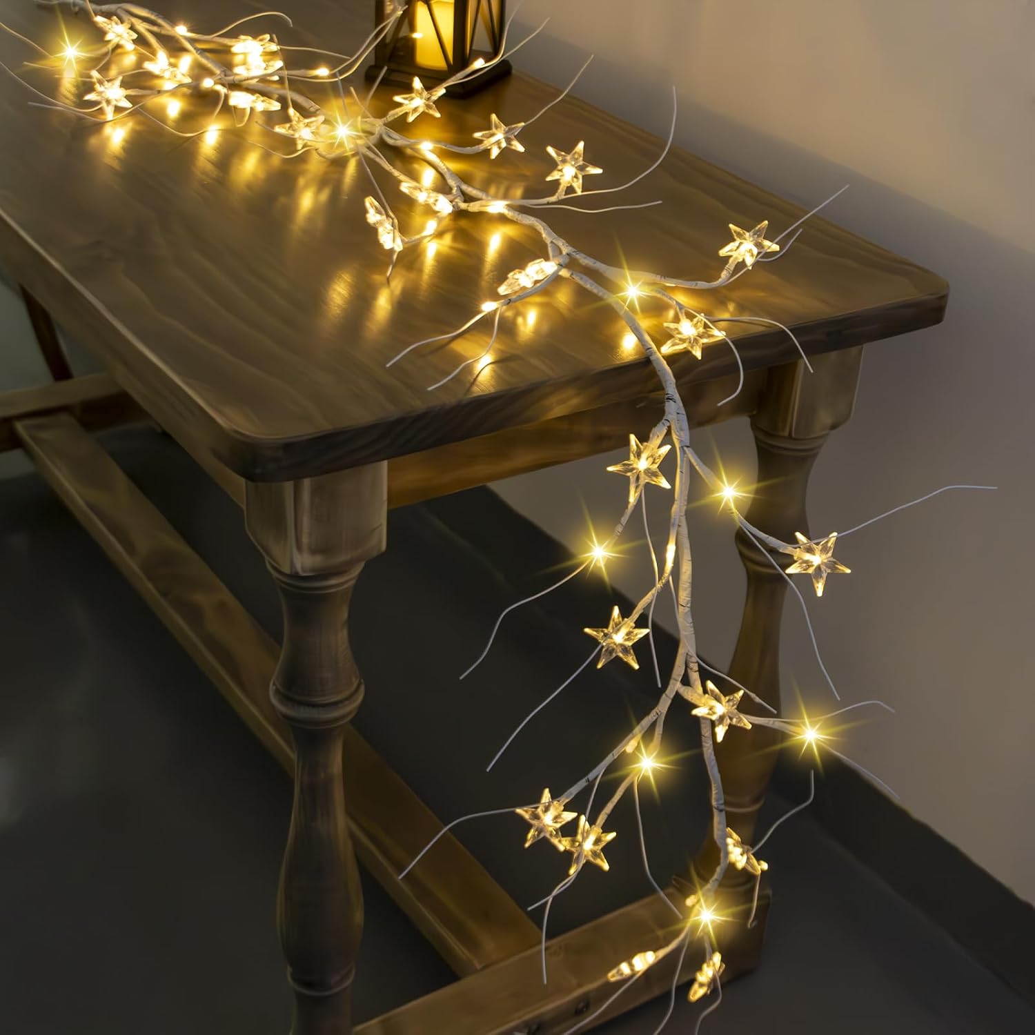 Wreaths, Garlands & Swags - CHEAWRTZ 6FT Birch Garland with 48 LED Fairy Lights, Battery Operated Lighted Birch Garland with Timer Function for Christmas, Fireplace Home Wall Table Indoor Outdoor Decoration