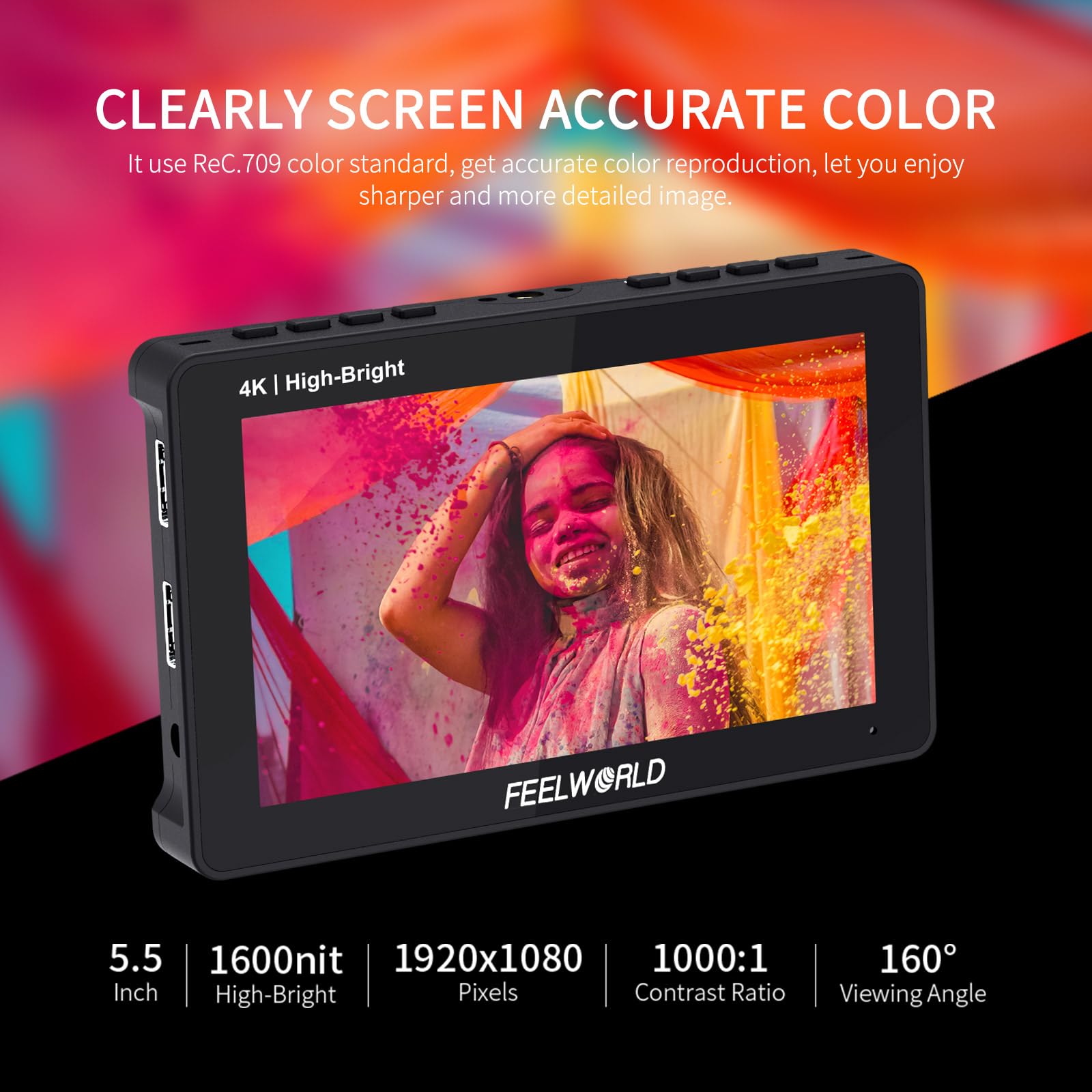 FEELWORLD F5 Prox 5.5 Inch 1600nit High Bright DSLR Camera Field Monitor with F970 Battery 6600mAh and Bag, Touchscreen Waveform LUT External Install and Power Kit 1920x1080 HDMI in Out Type-c Input