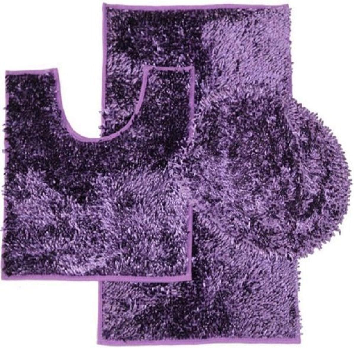 Daniel's Bath Purple 3PC Shiny Chenille Bath Mat Home & Kitchen
