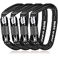 BEIFENG Auto Locking Carabiner 25KN Climbing Carabiner Large Carabiner Clip Obtained UIAA Certification Heavy Duty Carabiners Suitable for Rock Climbing, Camping, Gym,Rescue Black